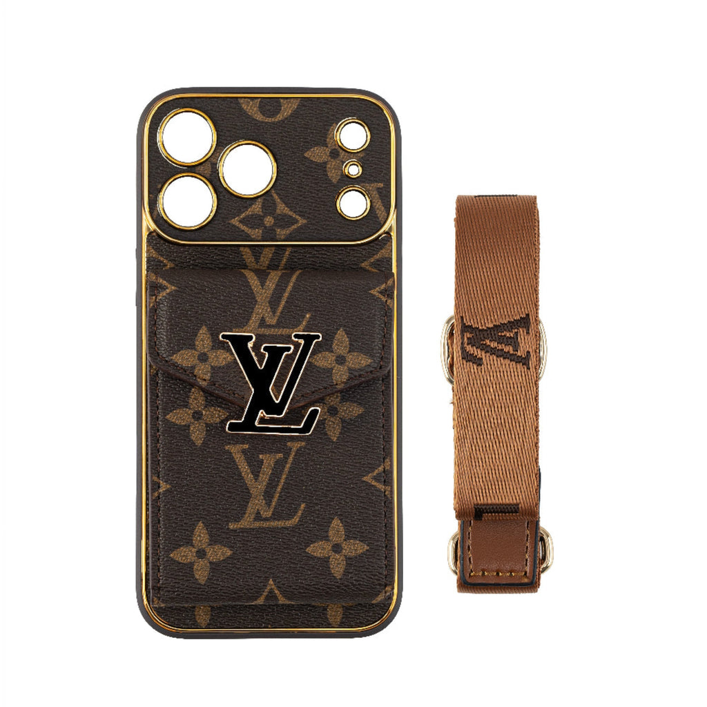 New Classic Luxury Card Holder iPhone Case with Crossbody Strap