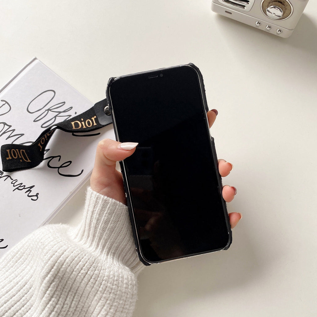 Μόδα θήκη iPhone με λουράκι Μαύρο-GS240315