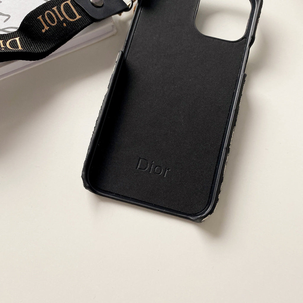 Étui tendance pour iPhone avec sangle Noir-GS240315