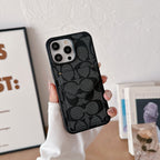 Klasyczne etui na iPhone'a z miejscem na kartę i paskiem w kolorze jasnej czerni - SJ240513