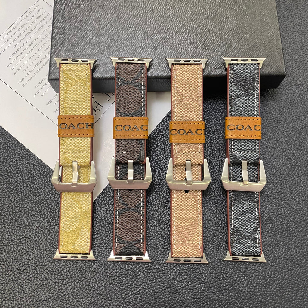 Correa de cuero para Apple Watch Coach negra-YHK244221710