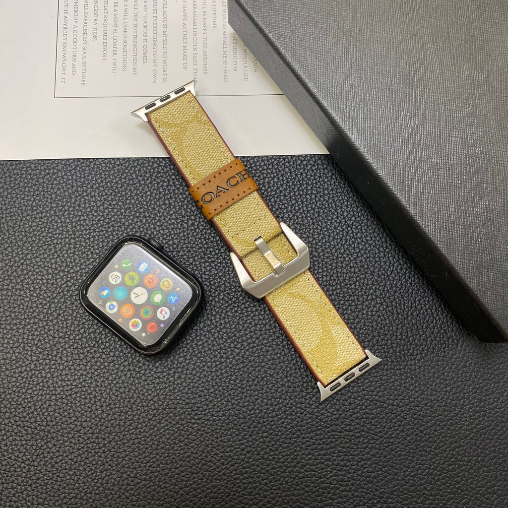 Correa de cuero Coach para Apple Watch Café-YHK244221710