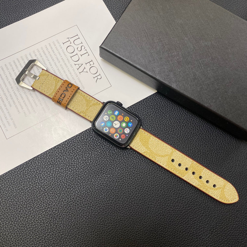 Correa de cuero Coach para Apple Watch Café-YHK244221710