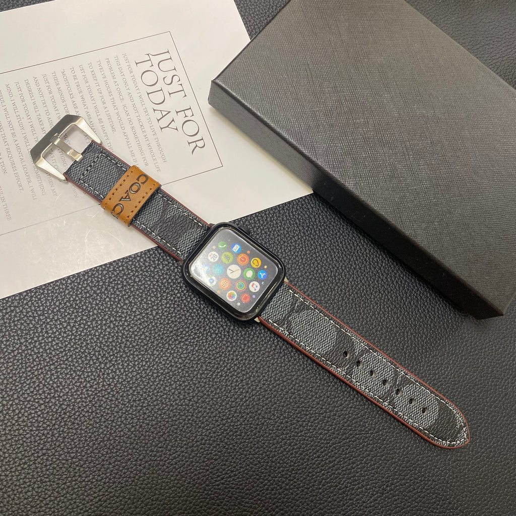 Correa de cuero para Apple Watch Coach negra-YHK244221710