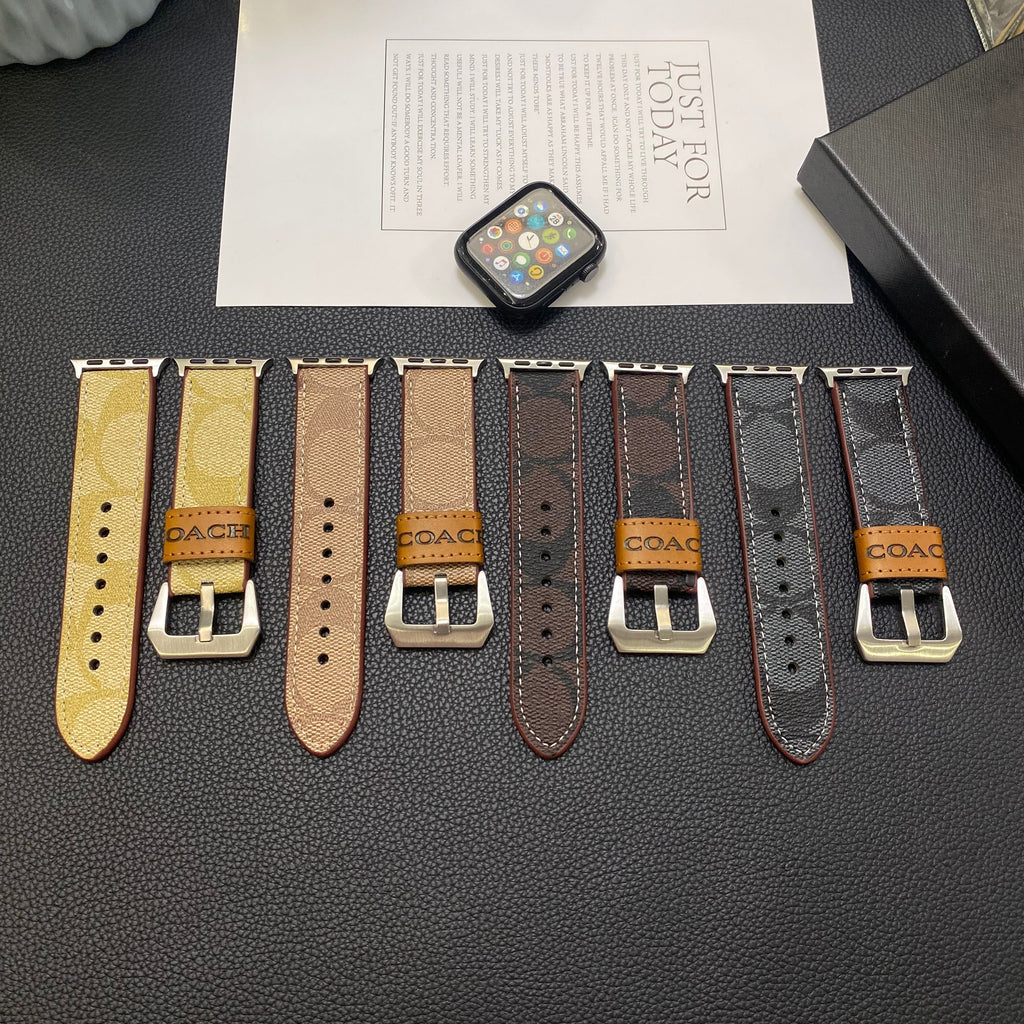 Correa de cuero para Apple Watch Coach negra-YHK244221710