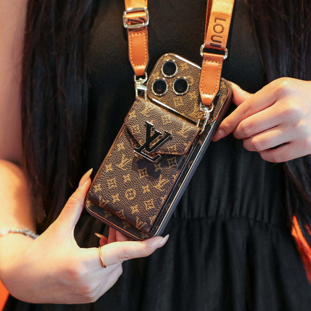 New Classic Luxury Card Holder iPhone Case with Crossbody Strap