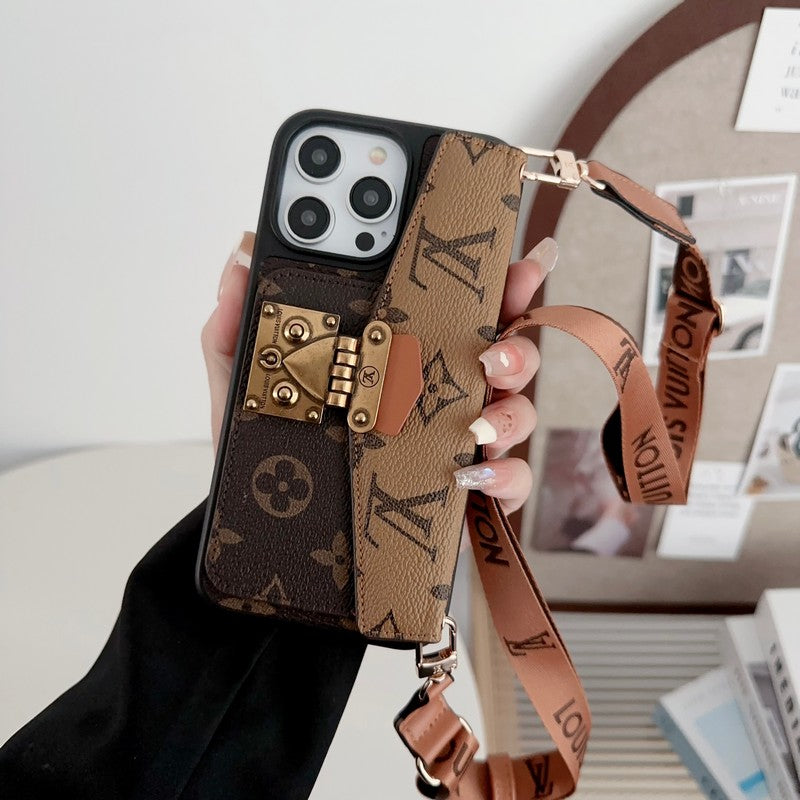 Luxe iPhone-hoesje met kaarthouder en ketting