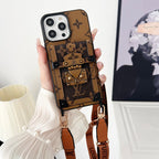 奢華棕色斜背鏈條 iPhone 手機殼