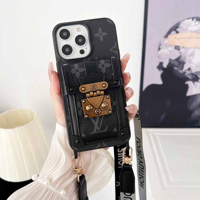 Luxus fekete & fehér Crossbody Chain iPhone tok