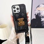 Luxus fekete & fehér Crossbody Chain iPhone tok