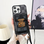 Luxus fekete & fehér Crossbody Chain iPhone tok