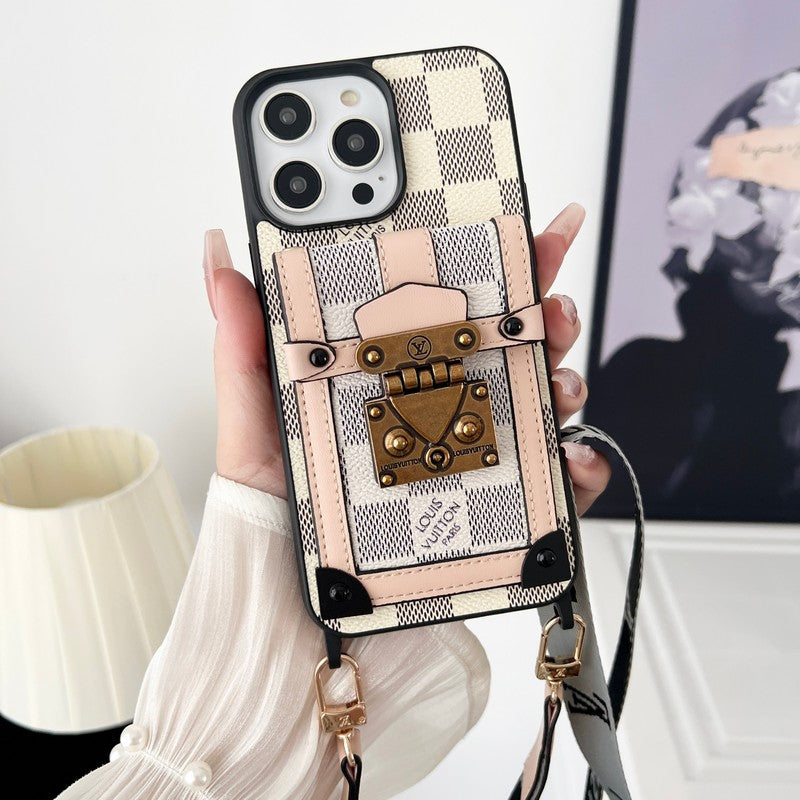 Luxus fekete & fehér Crossbody Chain iPhone tok