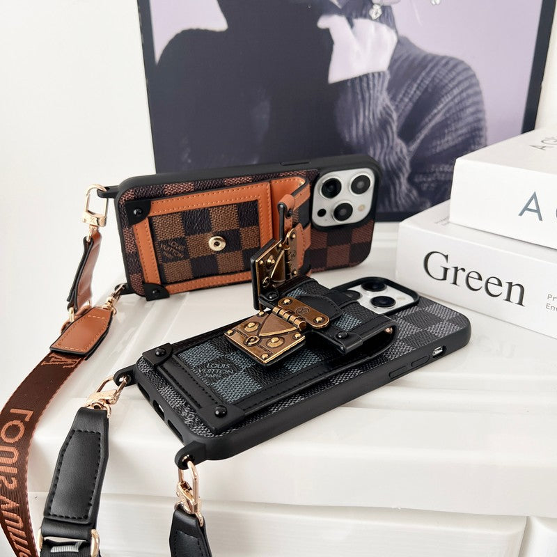 Luxus fekete & fehér Crossbody Chain iPhone tok