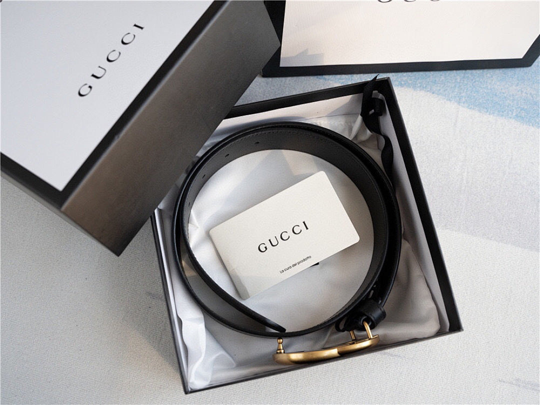 GG New Gold-Buckle Leather Belts for Men and Women