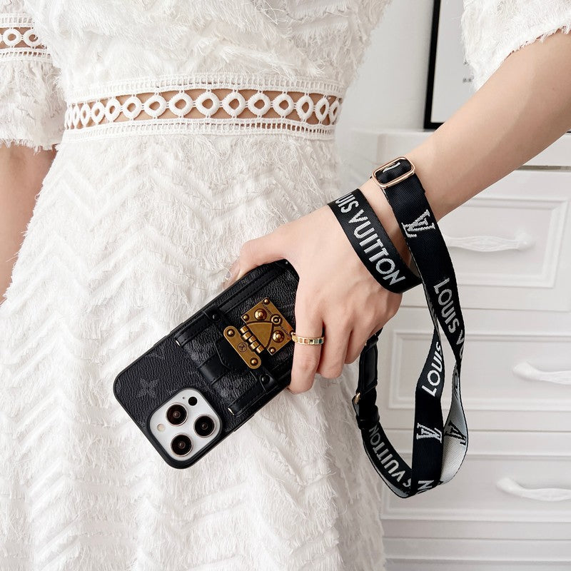 Luxus fekete & fehér Crossbody Chain iPhone tok