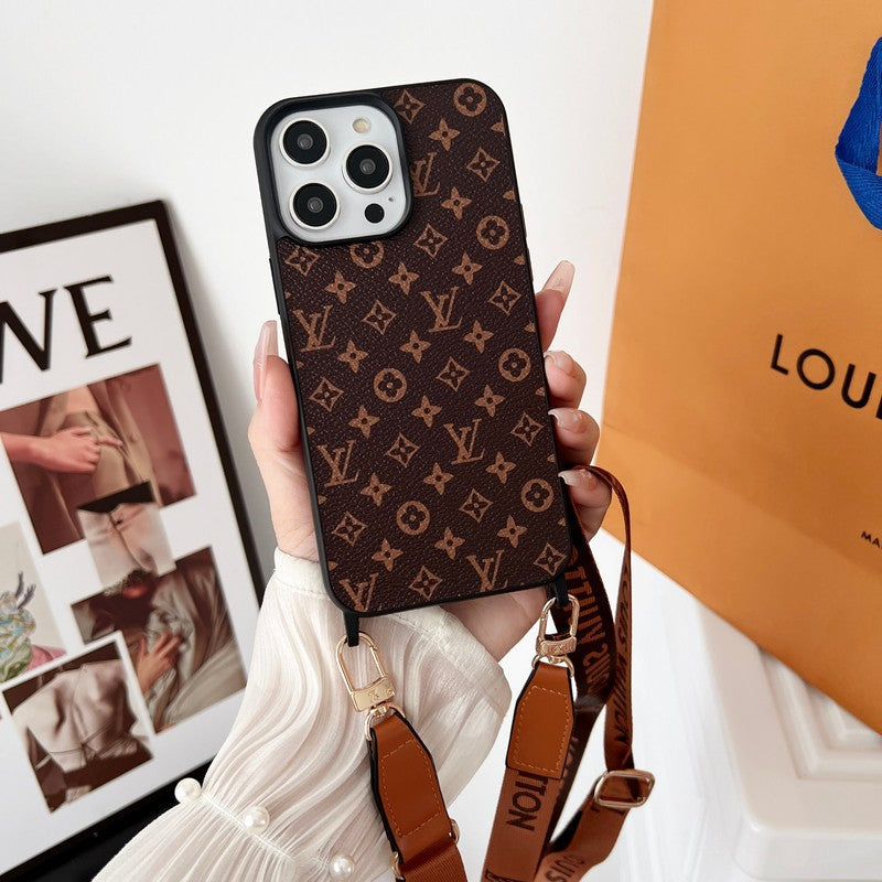ラグジュアリーブラウンクロスボディiPhoneケース