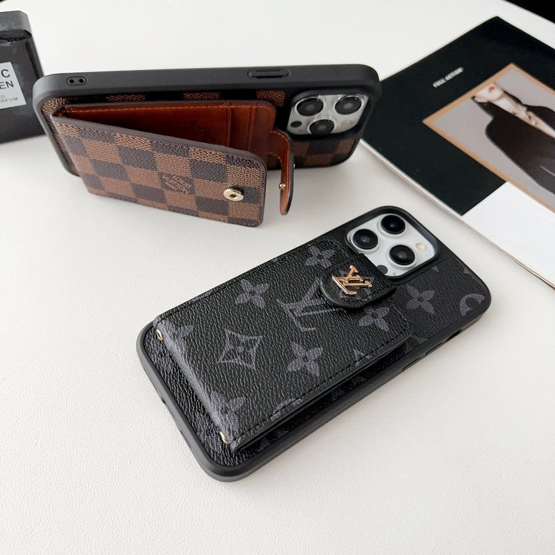 Luxuriöse iPhone-Hülle mit Kartenetui in Schwarz und Weiß