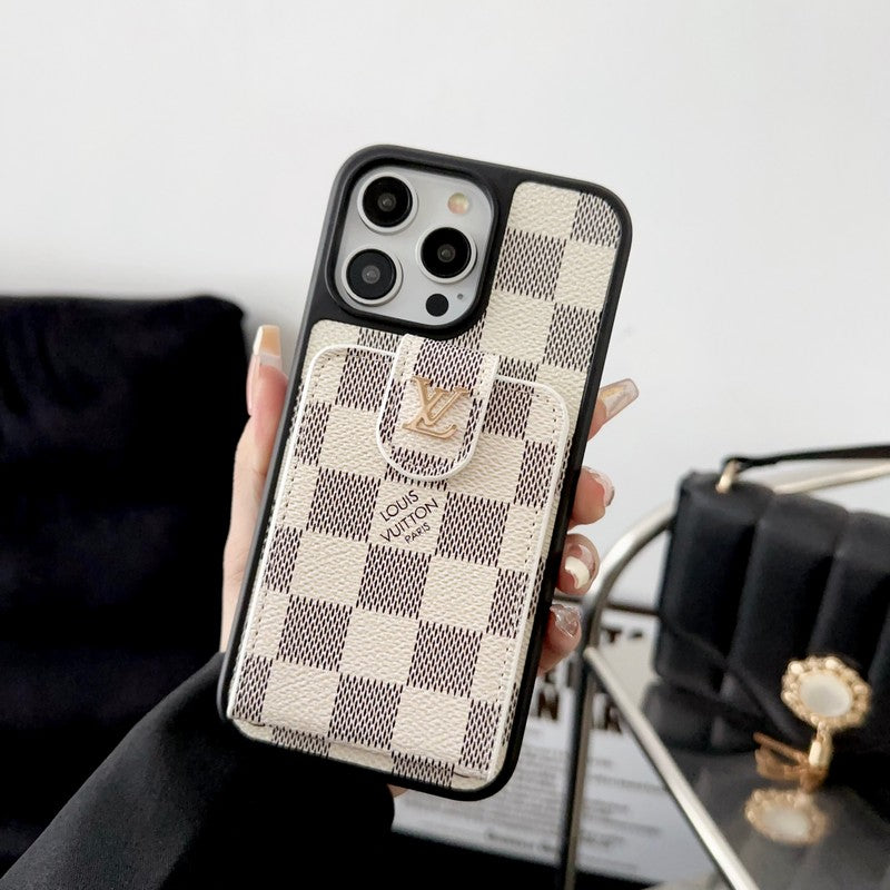 Luxuriöse iPhone-Hülle mit Kartenetui in Schwarz und Weiß