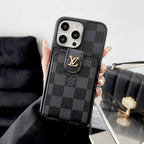 Luxuriöse iPhone-Hülle mit Kartenetui in Schwarz und Weiß