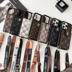 Luxus fekete & fehér Crossbody Card Bag iPhone tok