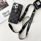 Luxus fekete & fehér Crossbody Card Bag iPhone tok