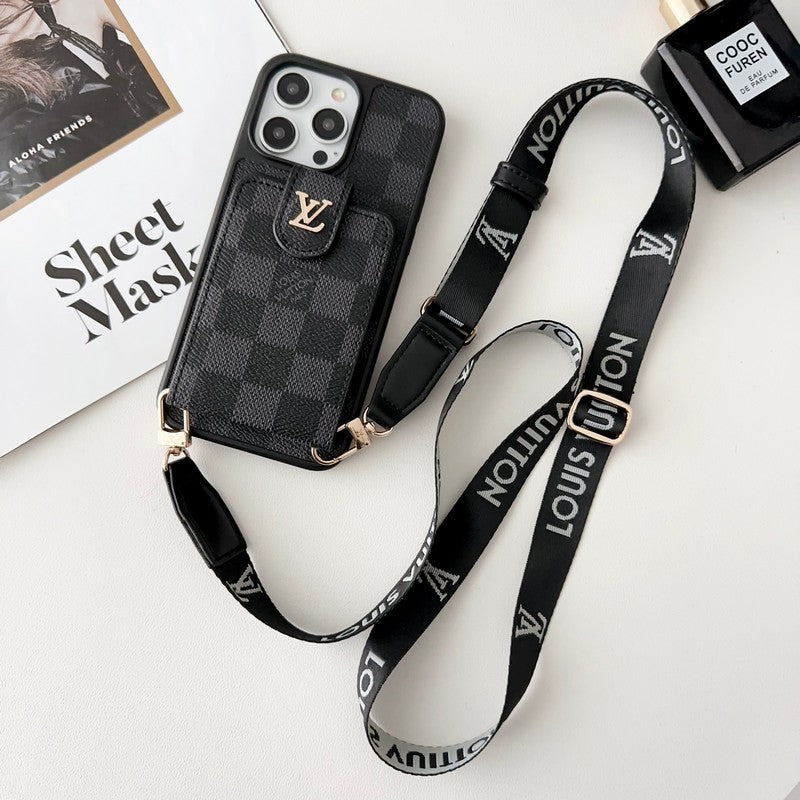 Luxus fekete & fehér Crossbody Card Bag iPhone tok