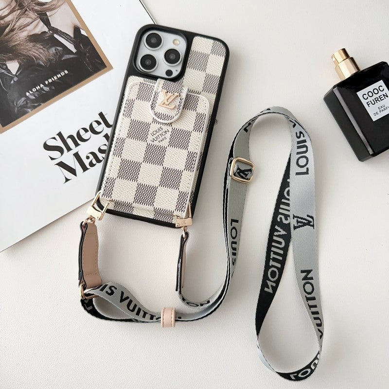 Luxus fekete & fehér Crossbody Card Bag iPhone tok