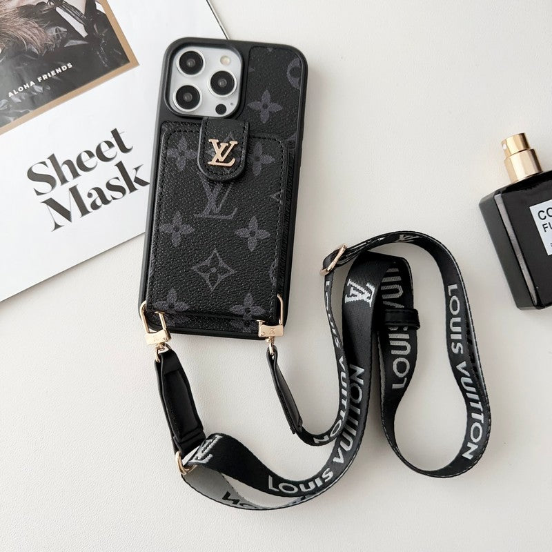 Luxus fekete & fehér Crossbody Card Bag iPhone tok