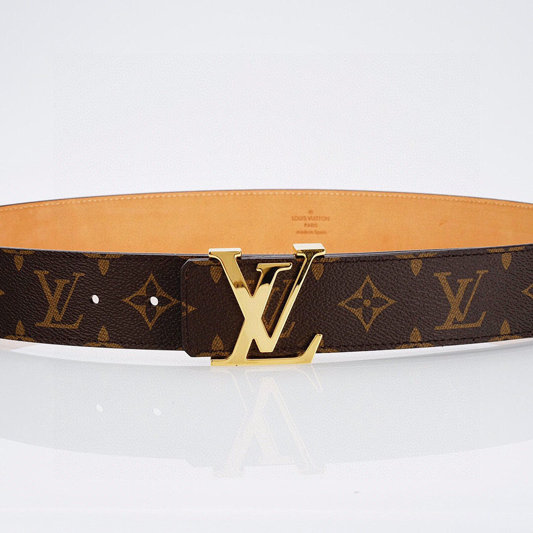 Luxury Monogram Belt with Gold Buckle