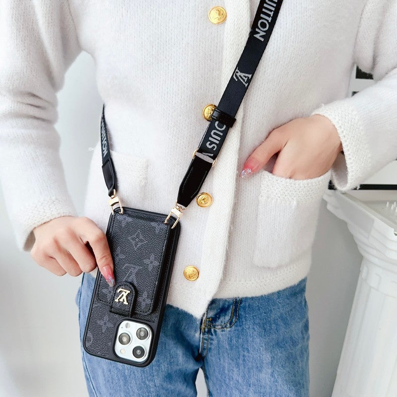 Luxury Black & White Crossbody Card Bag iPhone Case