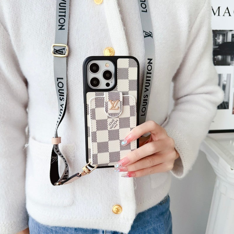 Luxus fekete & fehér Crossbody Card Bag iPhone tok