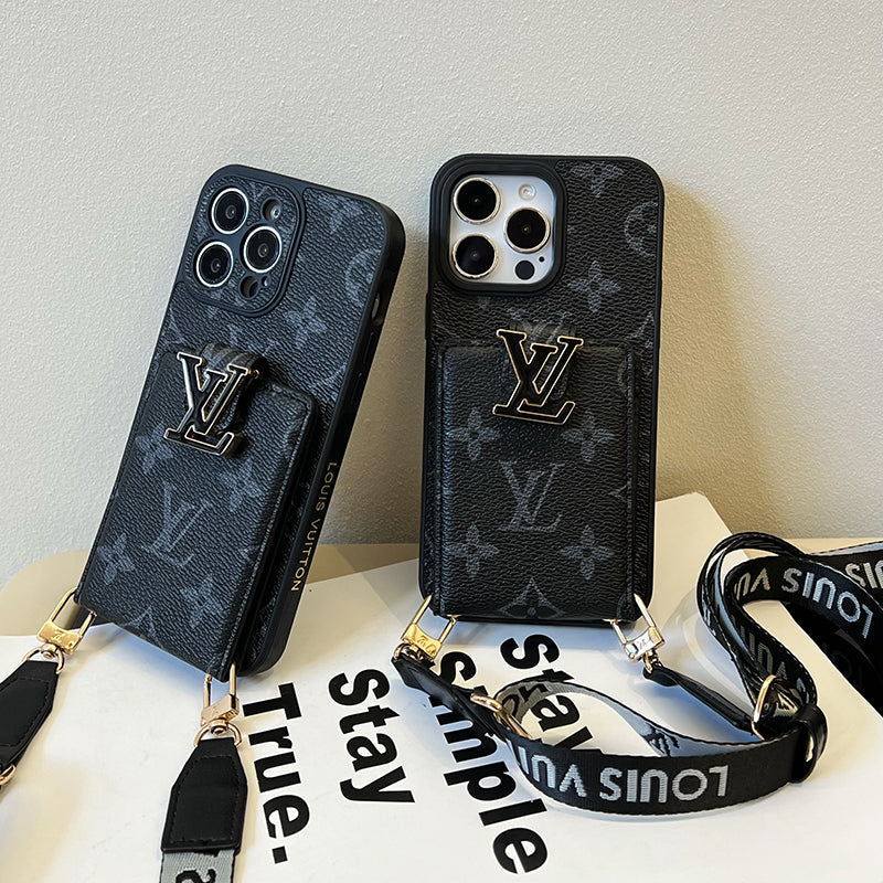 Lyxig Card Bag Chain Svart iPhone-fodral