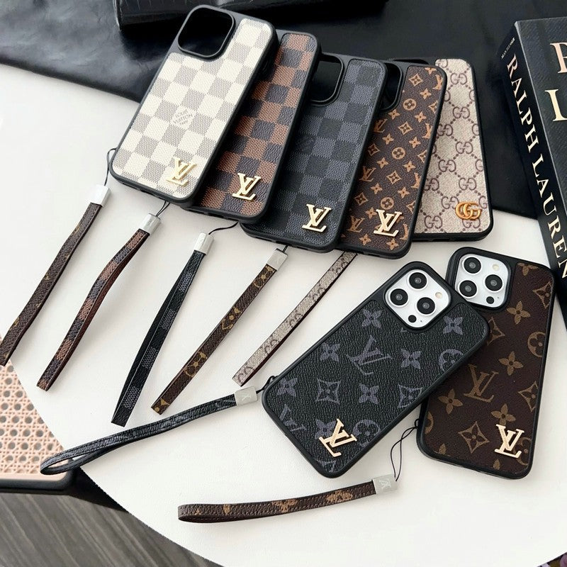 Luxe zwart & wit iPhone-hoesje met handketting