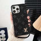 Luxe zwart & wit iPhone-hoesje met handketting