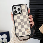 Luxe zwart & wit iPhone-hoesje met handketting