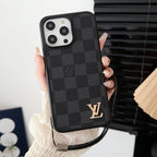 Luxe zwart & wit iPhone-hoesje met handketting