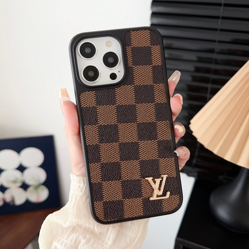 Coque iPhone marron classique de luxe