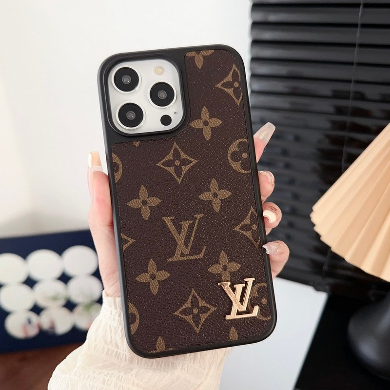 Coque iPhone marron classique de luxe