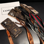 Luxury Advanced Leather Samsung Phone Case with Wallet and Strap.
