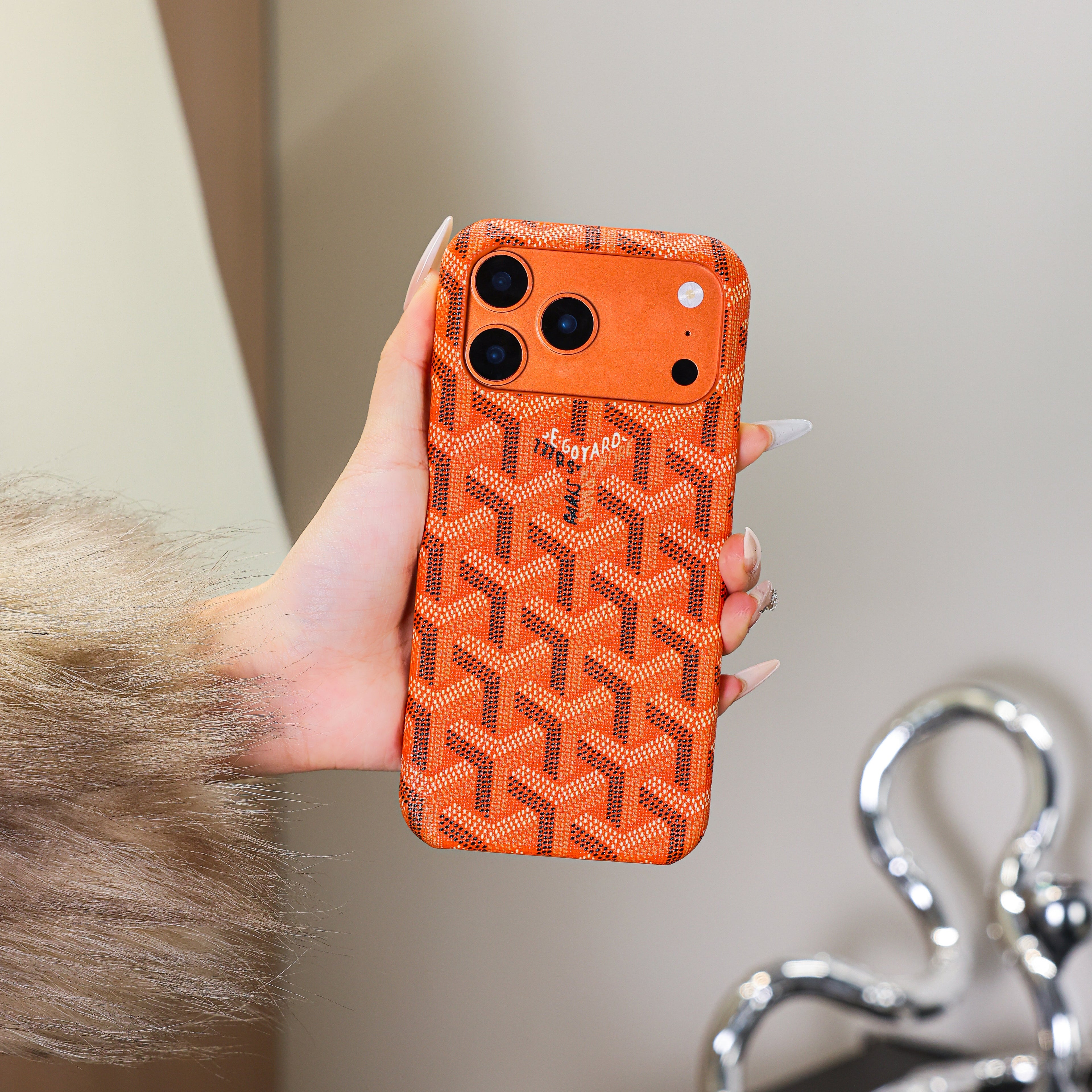 Luxury Textured Orange iPhone Case – Shockproof Stylish Protective Cover