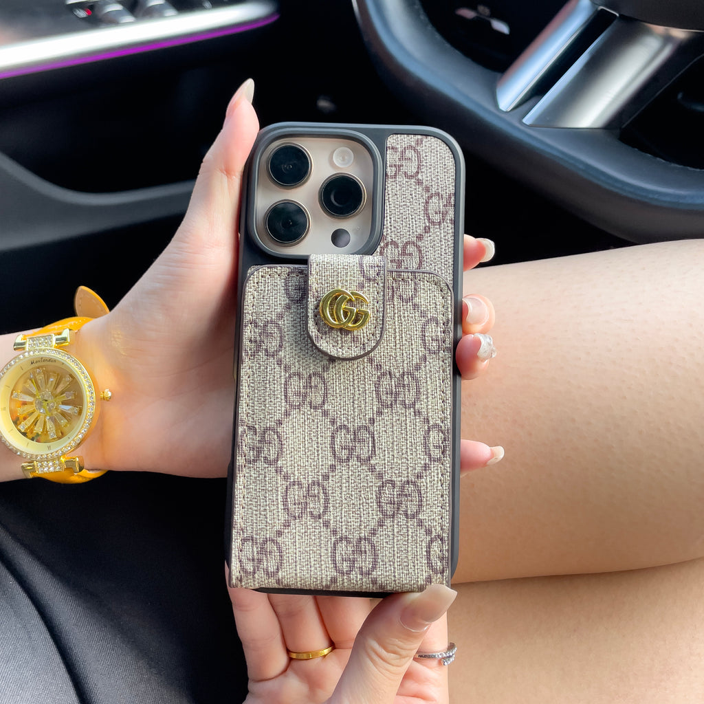 カードホルダー & ストラップ付き高級クロスボディiPhoneケース