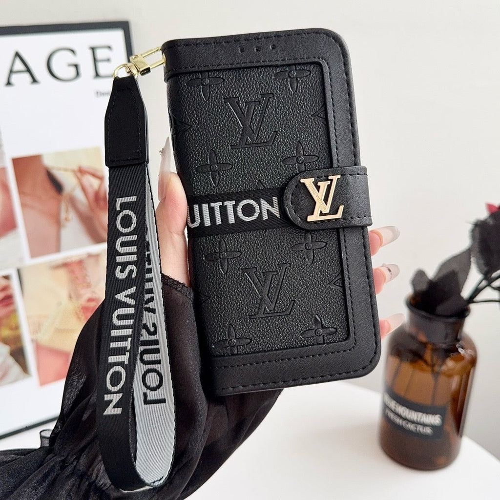 Luxury Pattern Wallet iPhone-etui med kortholder og rem