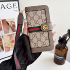 Luxury Pattern Wallet iPhone Case with Card Holder and Strap