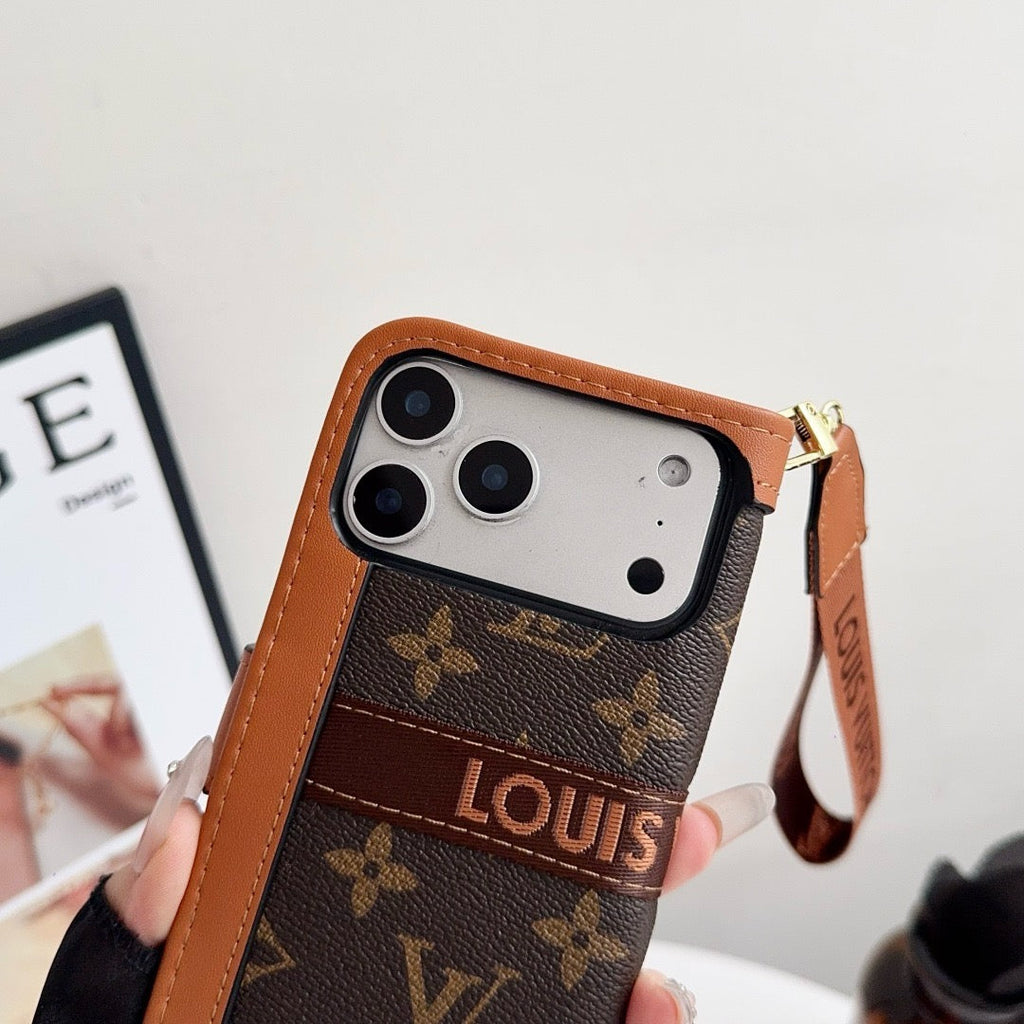 Luxury Pattern Wallet iPhone-etui med kortholder og rem