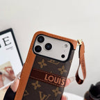 Luxury Pattern Wallet iPhone Case with Card Holder and Strap
