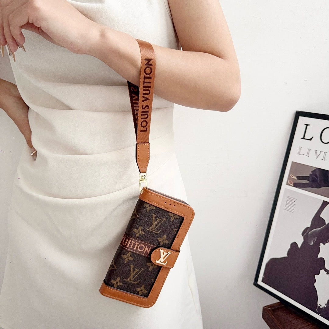 Luxury Pattern Wallet iPhone-etui med kortholder og rem