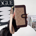 CO Luxury Pattern Wallet iPhone Case with Card Holder and Strap