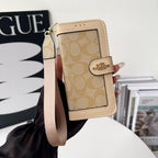 CO Luxury Pattern Wallet iPhone Case with Card Holder and Strap