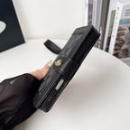 Funda tipo cartera para iPhone con diseño de lujo CO, tarjetero y correa
