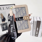 Fashion Elegant Pattern Wallet iPhone Case with Detachable Wrist Strap